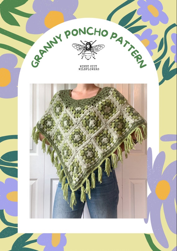 【D&G】Granny square/WOOL crochet Poncho Crochet Poncho Pattern Beginner Crochet Pattern Granny Square