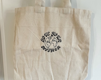 Love Your Mother Tote Bag Canvas Tote Bag Earth Bag Mother Earth Embroidered Tote Bag Earth Day Bag White Tote Bag Canvas Bag Reusable Bag