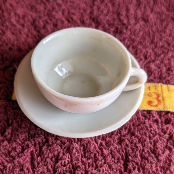 1930's Vintage Tiny Childs Painted China Tea Cup and Saucer Porcelain Toy