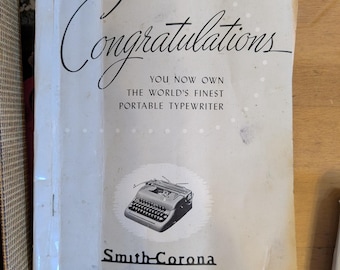 Manual de usuario para la máquina de escribir portátil Smith Corona Clipper de la década de 1950, número de serie H65432L