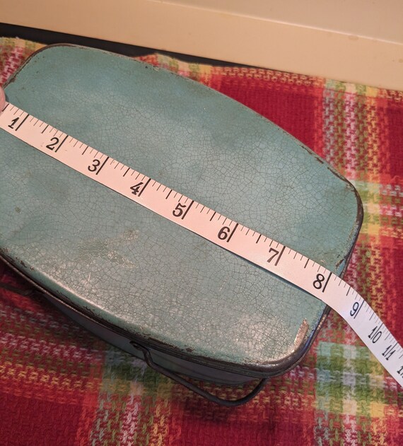 1940s Antique Metal Lunch Box with Insert and Han… - image 7