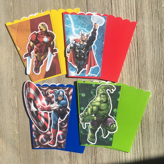 The Avengers Hulk Iron Man Captian America Thor | Popcorn Boxes, Treat Boxes, Favor Boxes, Goody Boxes, Snack Boxes, 12 Boxes Il_570xn