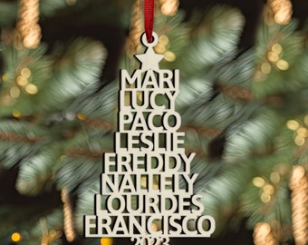 Custom Family Name Christmas Tree, Christmas Ornament, Christmas Gift,  Secret Santa Gift, keepsake