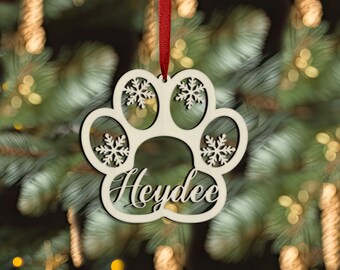 3.5" Custom Pet Name in Paw, Christmas Ornament, Christmas Gift,  Secret Santa Gift