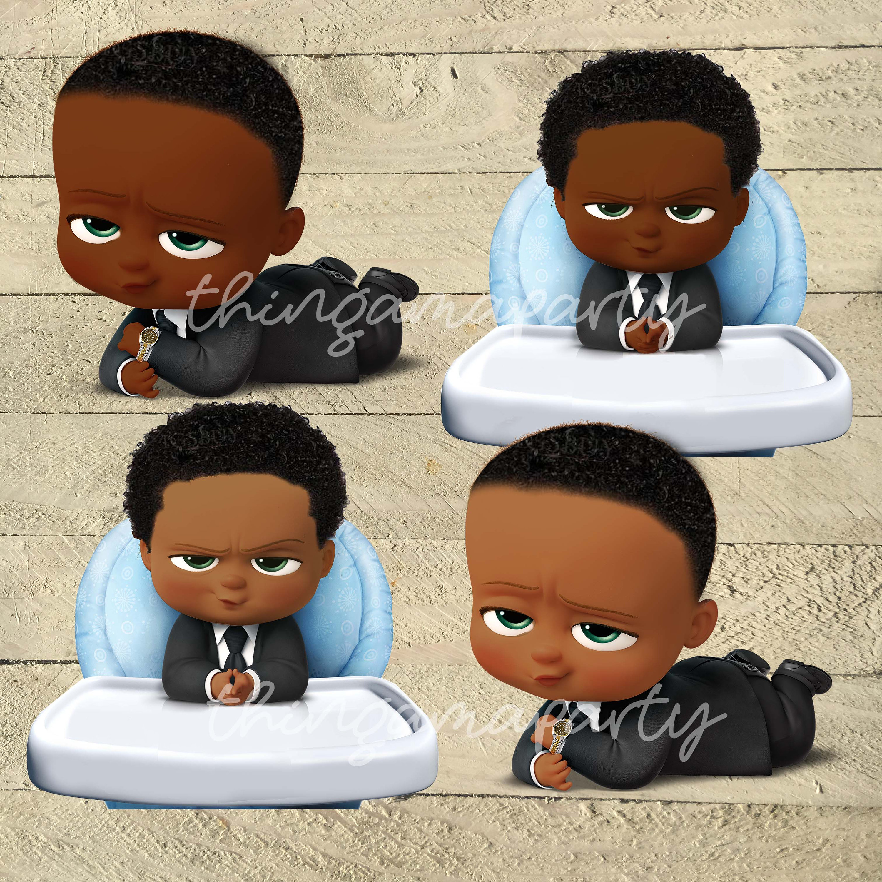 Download African American Boss Baby Boy Babies of Color Set Afro | Etsy