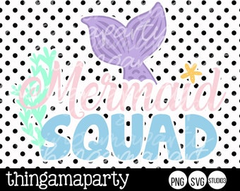 Sirena Squad SVG, File di taglio per Silhouette e Cricut