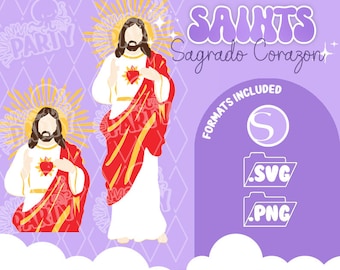 Jesus Christ, Sagrado Corazon de Jesus, Sacred heart of Jesus SVG / Studio Format Layered