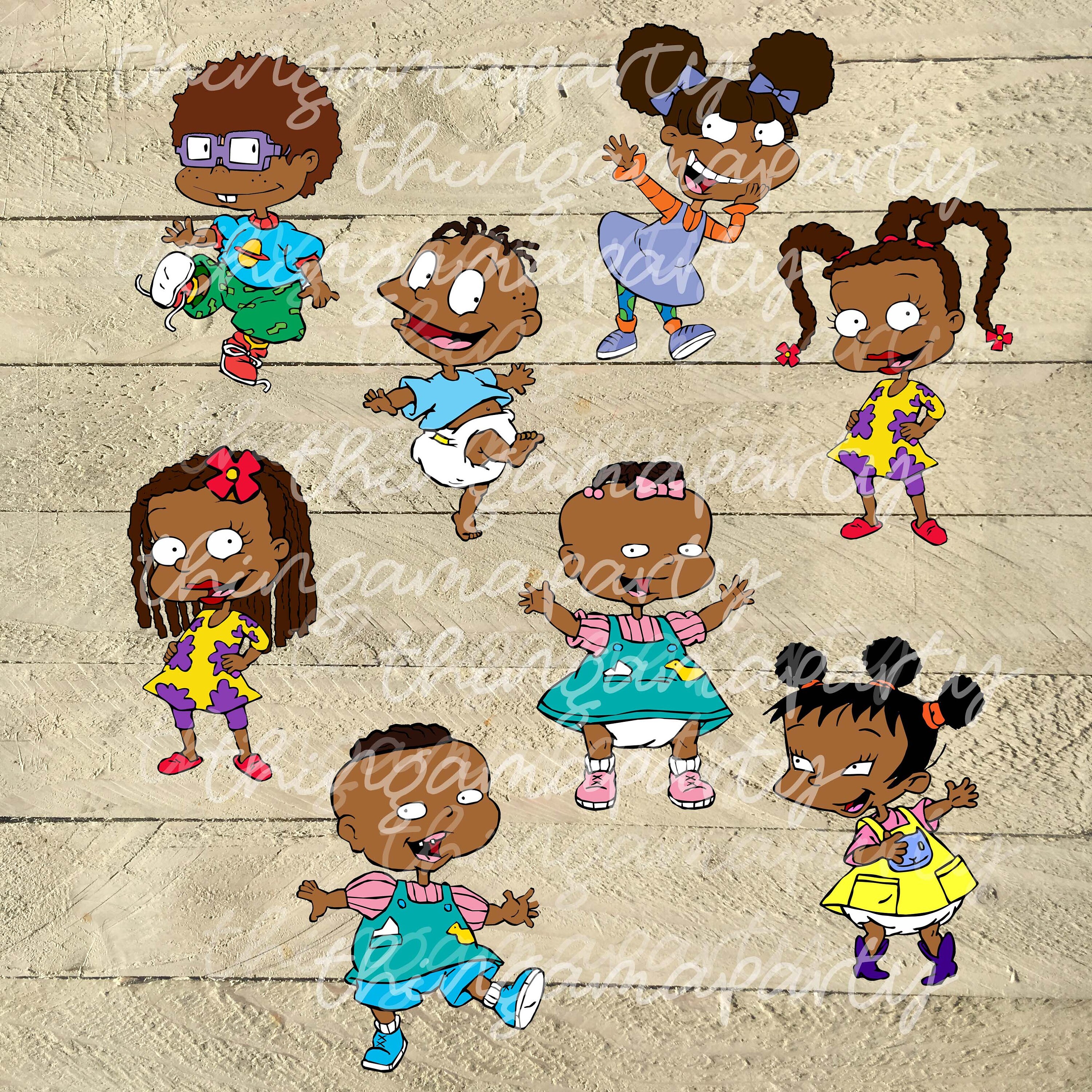 Download African American Rug Babies of Color Set Afro Clipart | Etsy