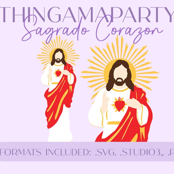 Jesus Christ, Sagrado Corazon de Jesus, Sacred heart of Jesus SVG / Studio Format Layered