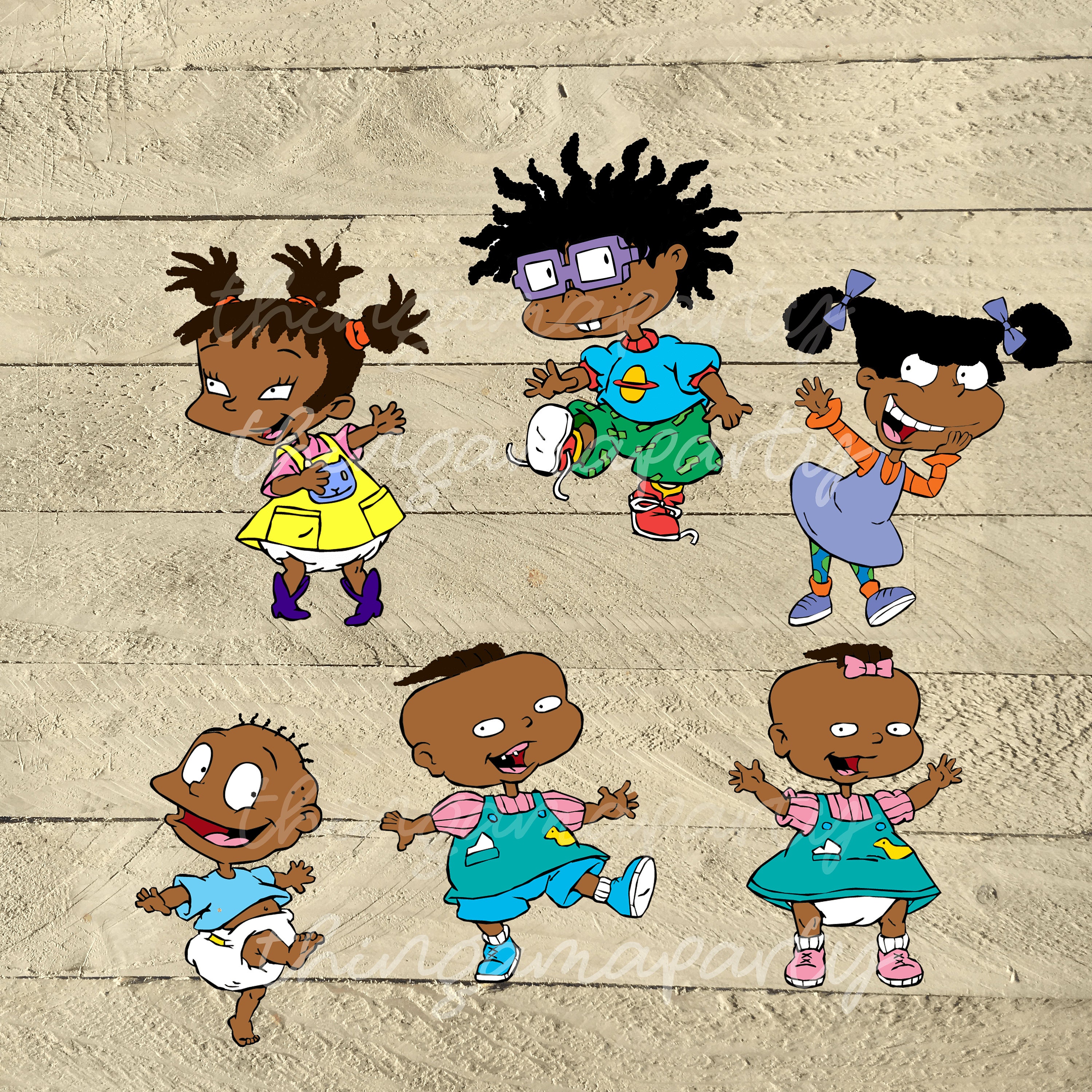 Download African American Rugrats Babies of Color Set Afro | Etsy