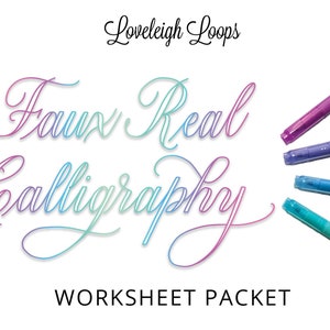 Faux Real Calligraphy Worksheet Packet image 1