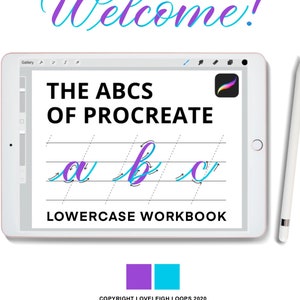 Das ABC von Procreate: Klein- und Großbuchstaben Moderne iPad Kalligraphie-Arbeitsmappen und farbwechselnder Procreate-Pinsel