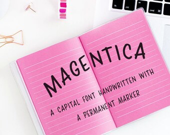 Magentica Caps Font + Capital Worksheets Bundle