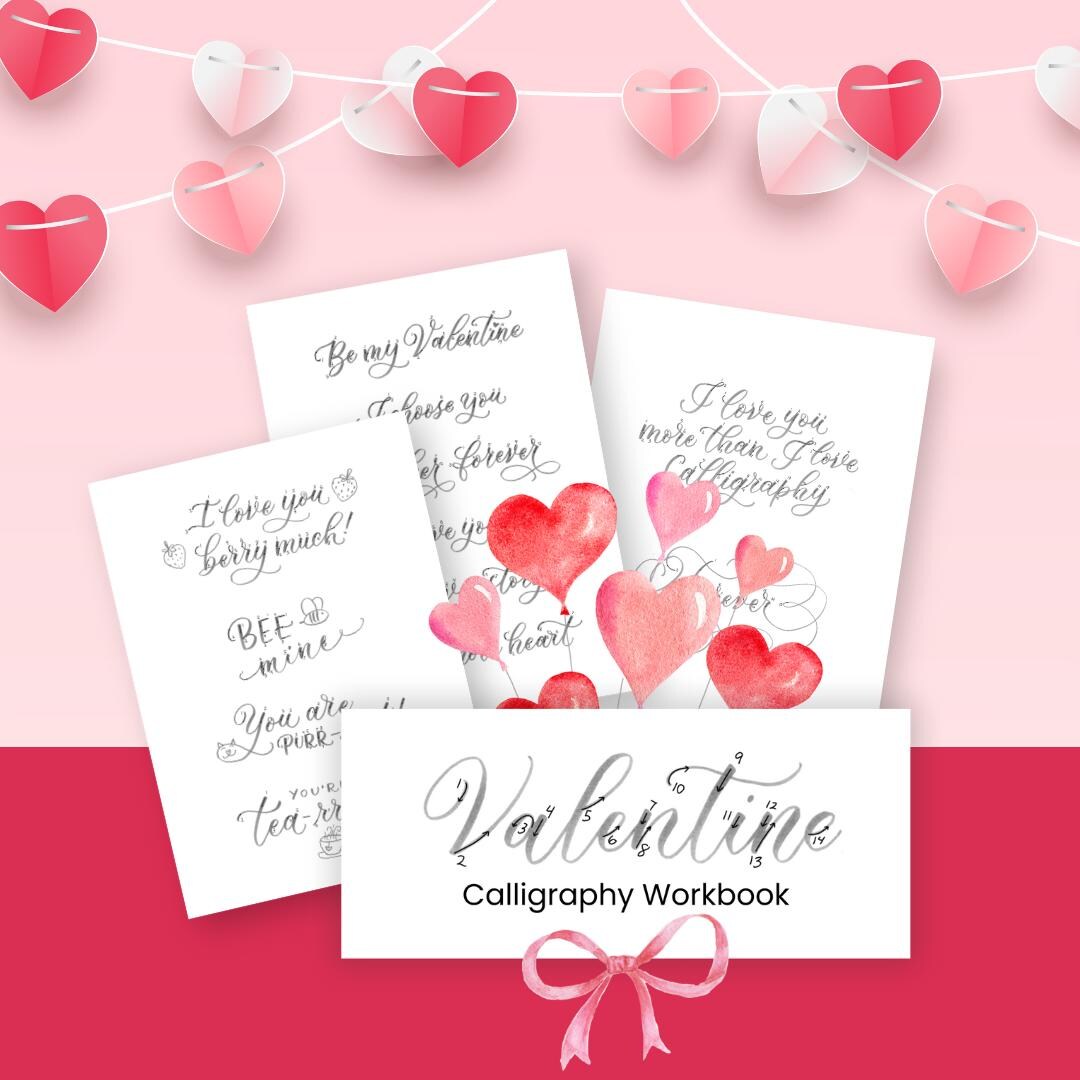 Valentine Calligraphy Workbook - Etsy