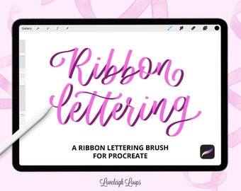 Ribbon Lettering Procreate Brush and Color Palette