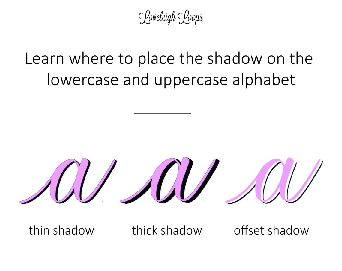 Shadow Lettering Cheat Sheet | Etsy