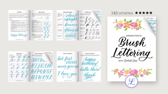 Brush Lettering Workbook instant Download Intro to Brush Pen Calligraphy by  Loveleigh Loops 