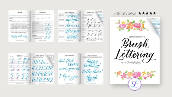 Brush Lettering Workbook instant Download Intro to Brush Pen Calligraphy by  Loveleigh Loops 