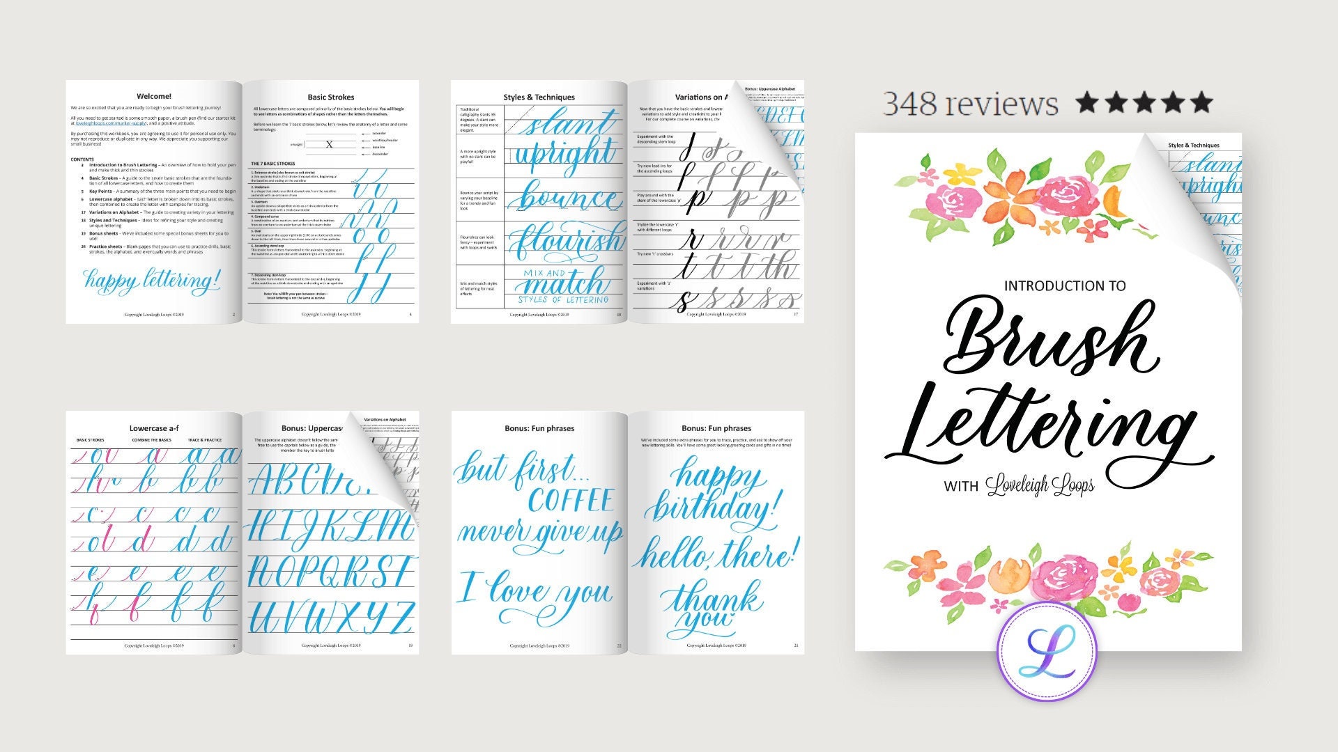 Brush Print Lettering Guide Lettering Workbook Traceable Workbook