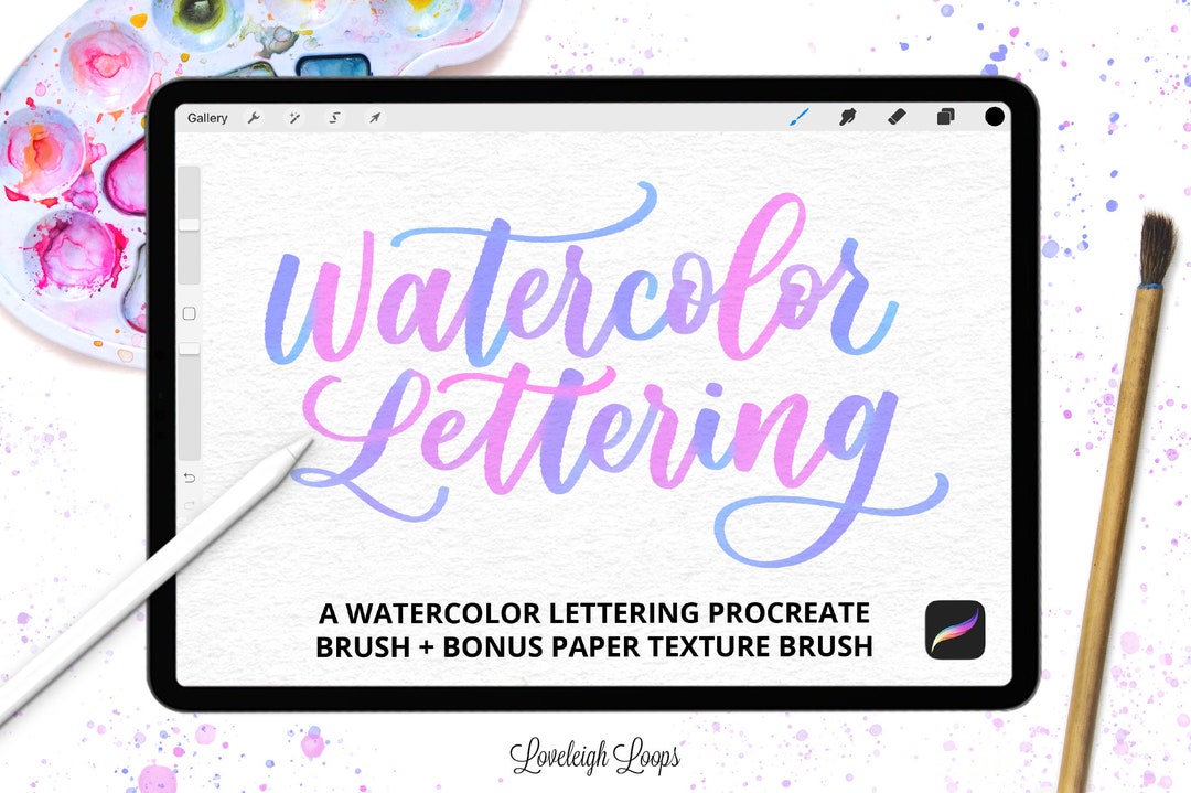 Watercolor Lettering Procreate Brush Set - Etsy