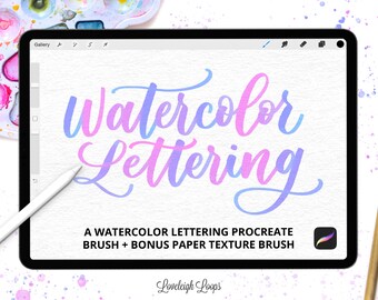 Watercolor Lettering Procreate Brush Set