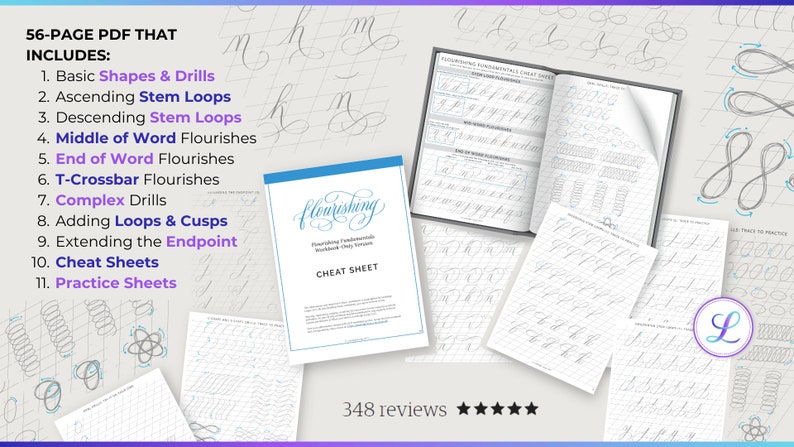 The Calligraphy Flourishing Fundamentals Workbook PDF Calligraphy Flourishes Worksheets image 2