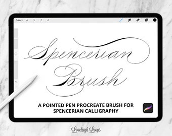 Pointed Pen Spencerian Procreate Brush and Guide Sheet