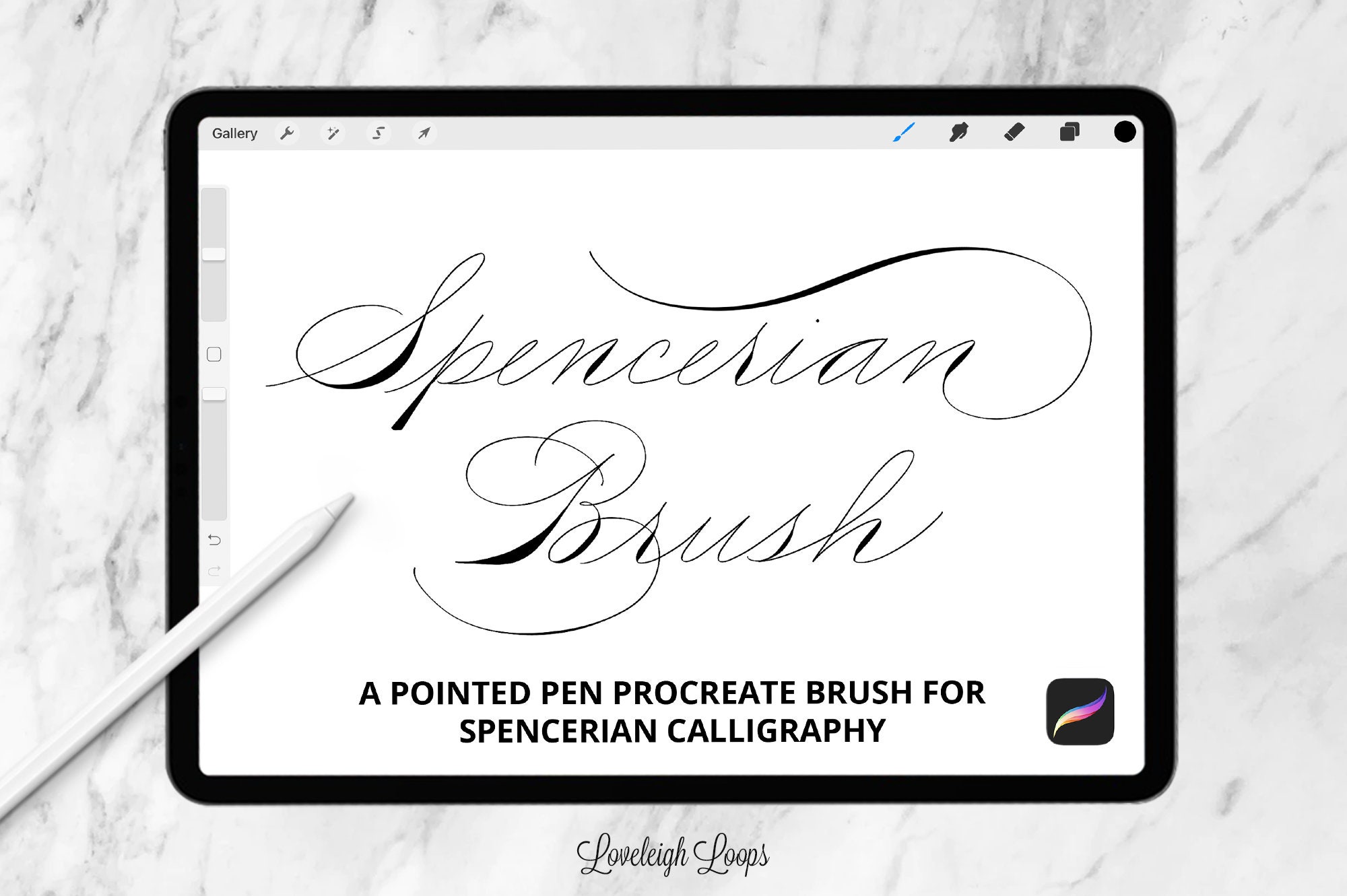 Pointed Pen Spencerian Procreate Brush and Guide Sheet Etsy