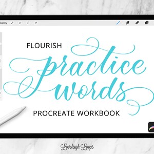 Procreate Workbook: Flourish Practice Inspirational Words