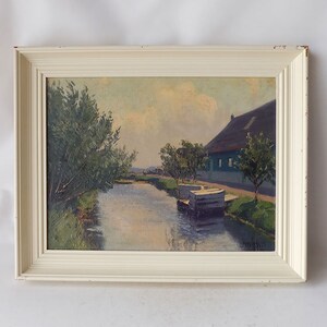 Henk Dekker (1897-1974). Oil on canvas. Typical Dutch painting depicting a barn with a small ditch and tree. Period 1930's. image 2