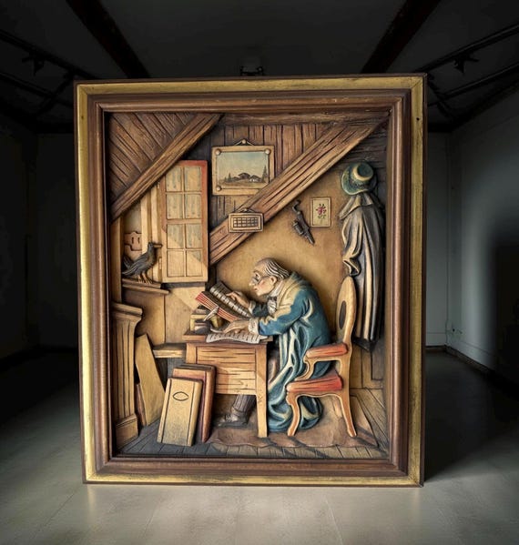 カール・シュピッツヴェーク・1808-1885 ANRI アンリ◇木彫り 彫刻 カール・シュピッツヴェーク (1808-1885) - 1850 年頃に制作した絵画