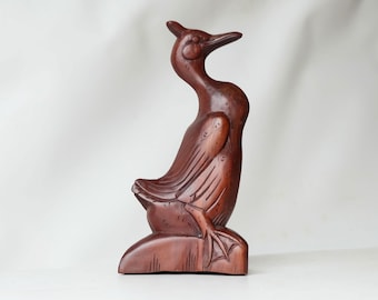 Escultura de pájaro tallada a mano estilo Art Déco balinés