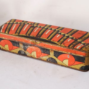 Vintage Art Deco Bauhaus Suprematism Inspired Tin Container - Modernist German Design Storage Box