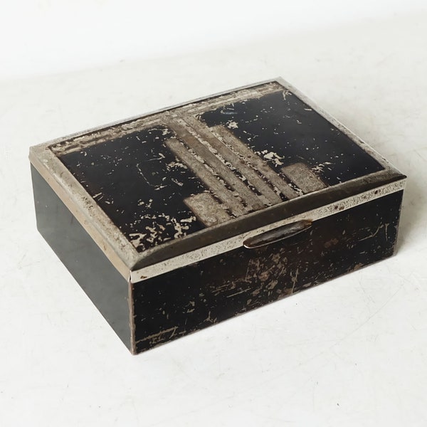 Marianne Brandt for Ruppelwerke germany (attr) - Art Deco Bauhaus geometric metal box with wooden interior period 1930's.