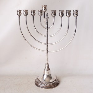 Vintage mid-century sterling 925 silver Hanukkah Menorah. Candelabra designated specifically for the Hanukkah candles.