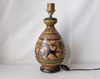 Original decorative ceramic Montopoli Arno Italian lamp base decorated with griffins