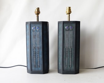 Set of MacKintosh style table lamps by Border Fine Arts Studio - Period 1990&#39;s