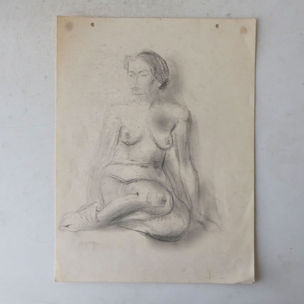Willem Gerard Hofker (1902-1981) - dessin original au crayon d'une femme par cet important artiste néerlandais. Signé en bas à gauche.