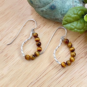 Graceful Sterling Silver and Tiger Eye Earrings
