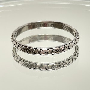 Delicate Platinum Art Deco dated 1927 engraved and embellished wedding / stacking band