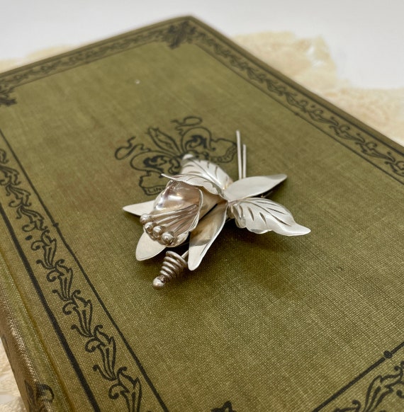 Beautiful Vintage Taxco Sterling Floral Brooch Pi… - image 3