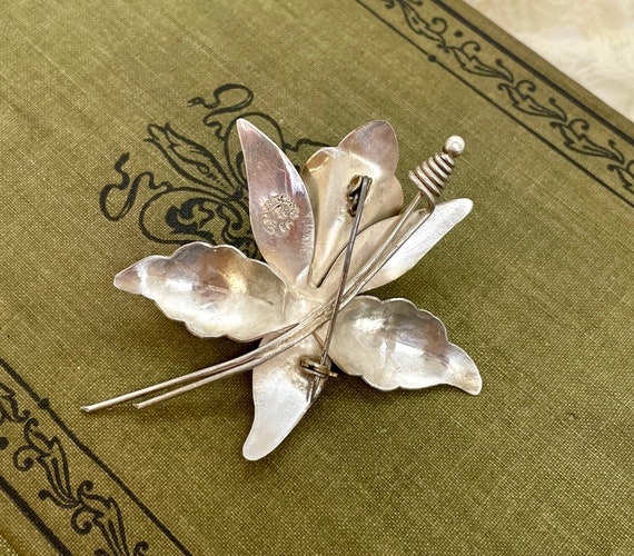 Beautiful Vintage Taxco Sterling Floral Brooch Pi… - image 4