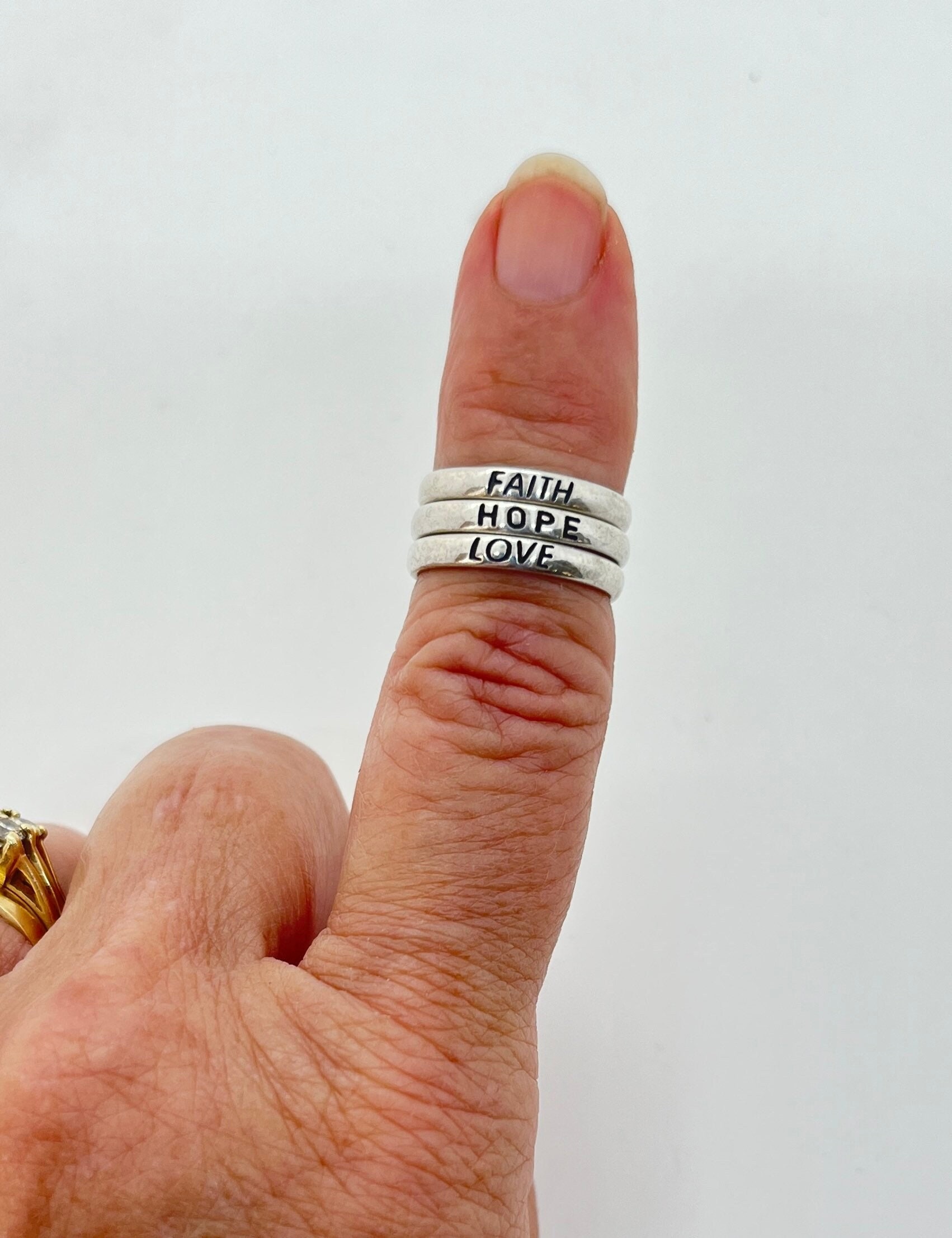 Faith hope love stackable rings best sale