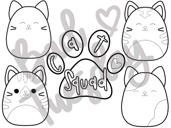 Squishmallow Cat Colouring Page / Squishmallow Coloring Page / - Etsy
