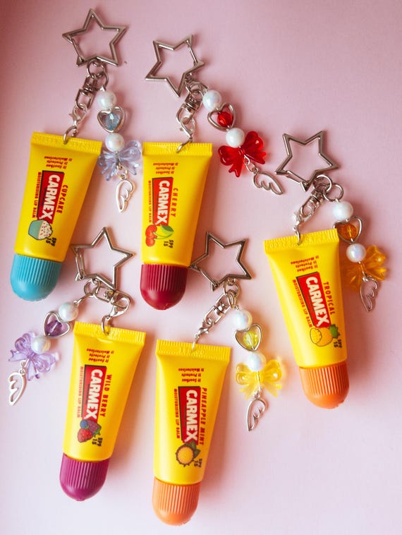 Lip Gloss Carmex Bag Charm Keychain - Etsy