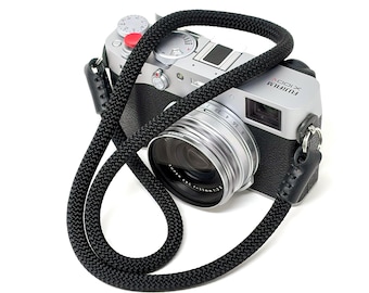 CORDY Handmade Black Braided Rope and Leather Camera Strap
