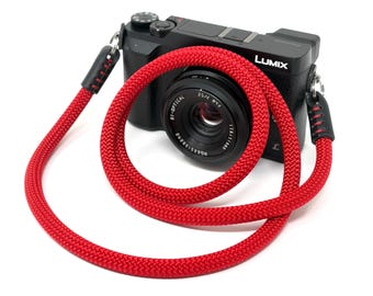CORDY Handmade Red Braided Rope and Leather Camera Strap