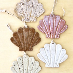 Ceramic Seashell Ornament | Handmade Pendant | Gift Idea | Hanging Clay Shell | Housewarming Gift | Beach Decoration | Christmas Tree Decor