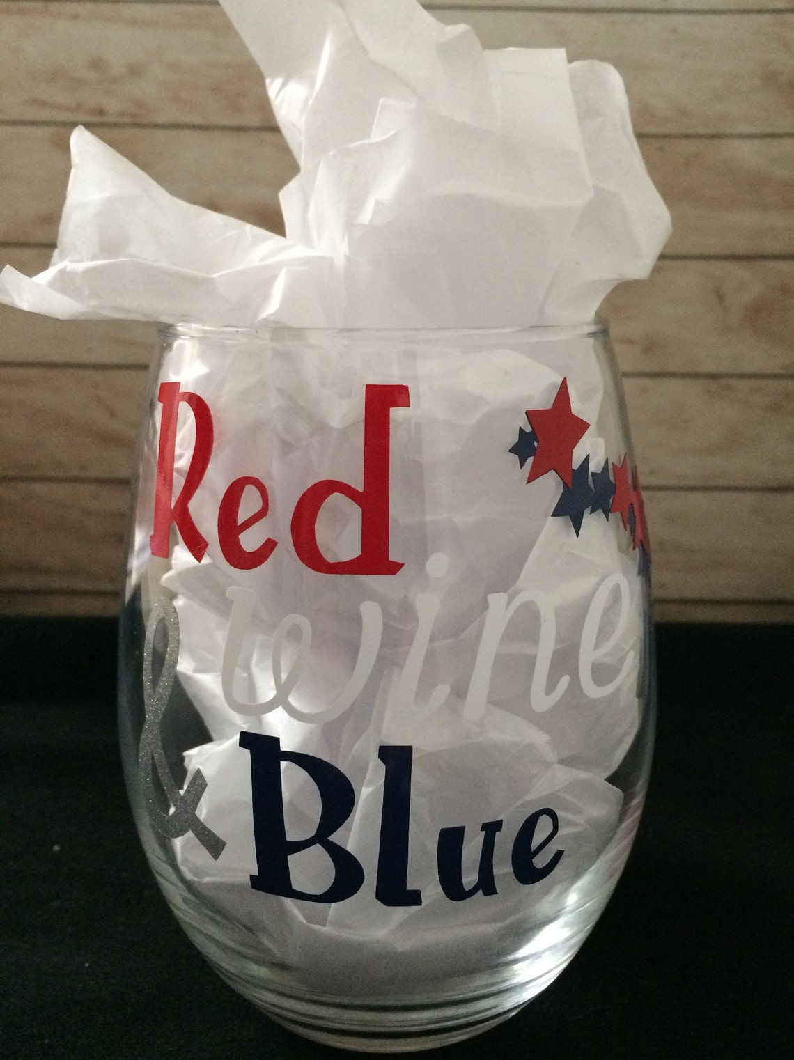 Red Wine and Blue Fourth of July Wine Glass 4th of July Wine Etsy