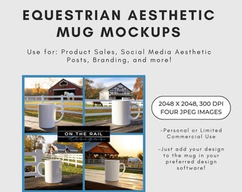 Equestrian Mockup Bundle, Coffee Mug Mockup, Horse Mug Mockup, Mockups for Mugs, Rustic Mockup, Mockup Images, Equestrian Items